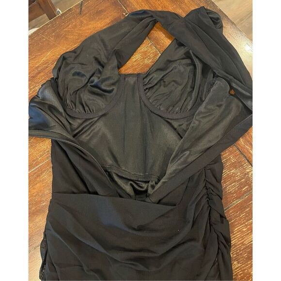 KUTUMAI Women's Elegant One Shoulder Cutout Bodycon Corset Dress - Picture 6 of 7